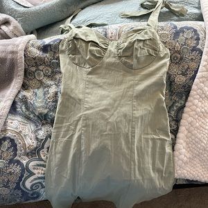 Tie Shoulder Ruched Bust Shirred Back Split
Hem Bodycon Dress